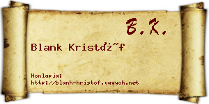 Blank Kristóf névjegykártya