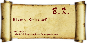 Blank Kristóf névjegykártya